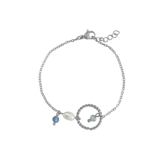 Armband Aquamarin, Saphir & Perle – Silber