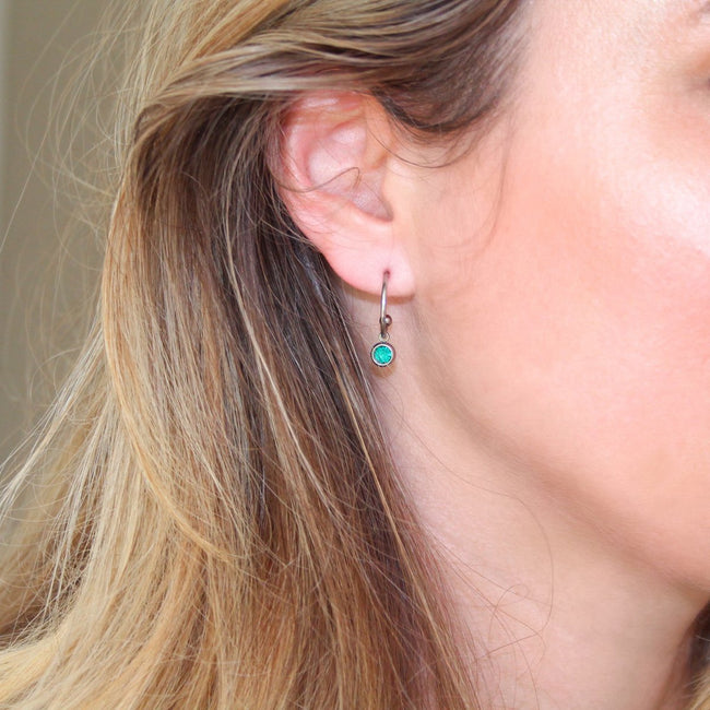 Ohrringe Azurblauer Diamant - Silber