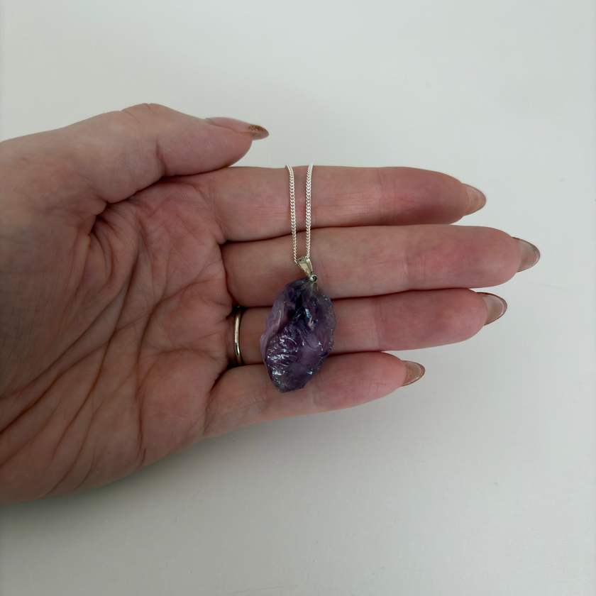 Halskette Amethyst Rohstein - Silber