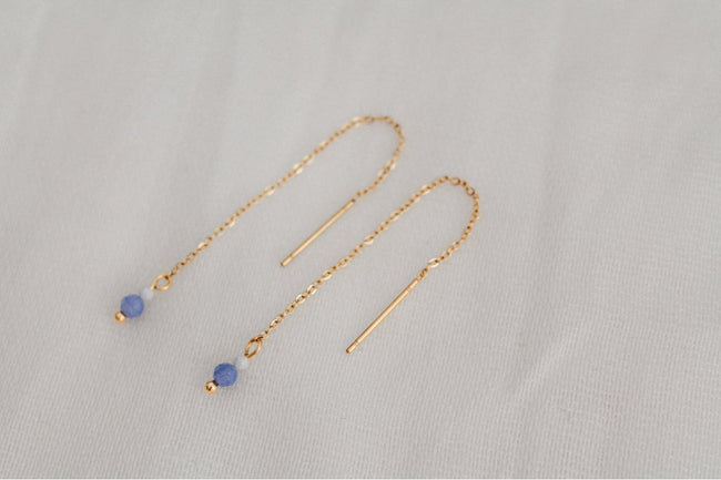 Ohrringe Howlith & blauer Aventurin - Gold