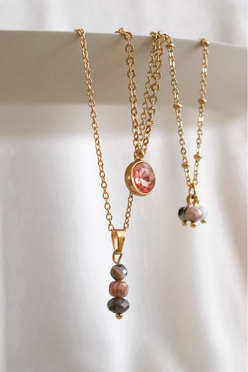 Halskette rosa Diamant – Gold