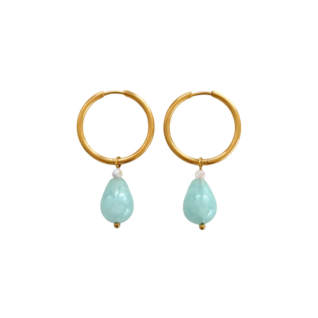 Ohrringe Amazonit Tropfen - Gold