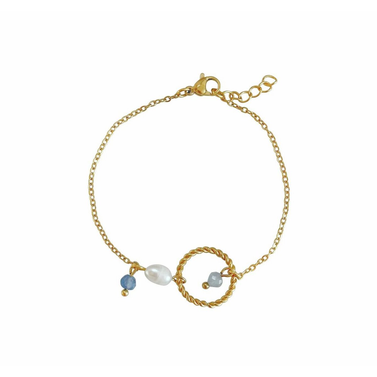 Armband Aquamarin, Saphir & Perle – Gold