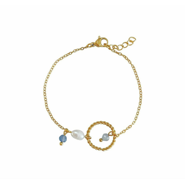 Armband Aquamarin, Saphir & Perle – Gold