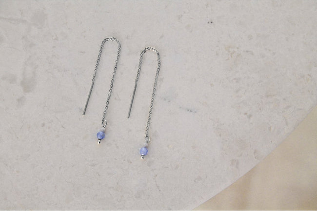 Ohrringe Howlith & blauer Aventurin - Silber