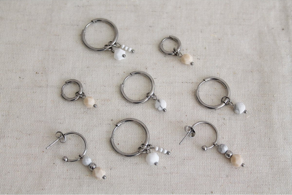 Ohrringe Beige Jade - Silber