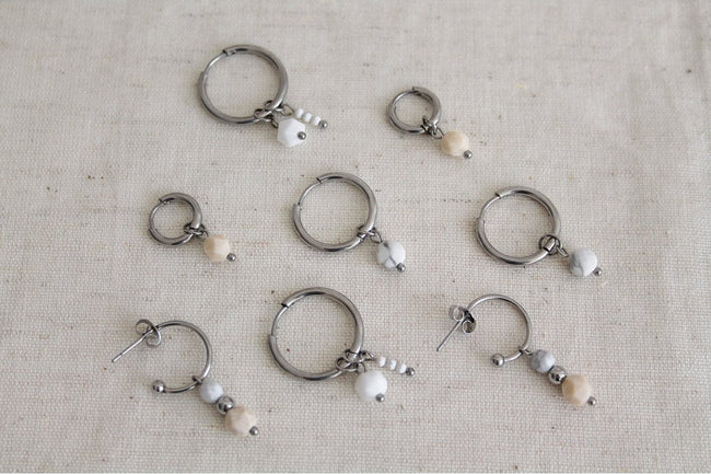 Ohrringe Beige Jade - Silber