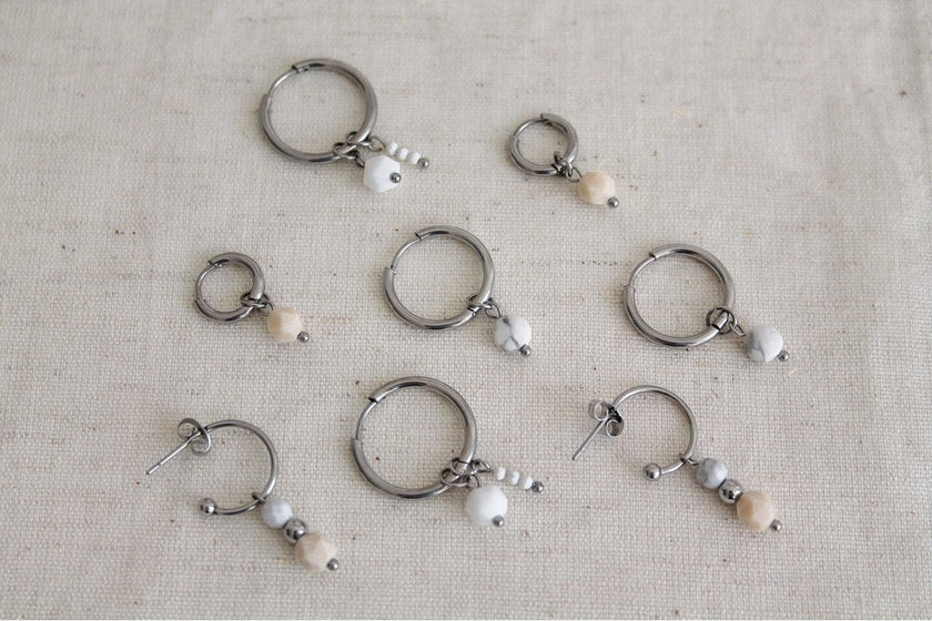 Ohrringe Beige Jade - Silber