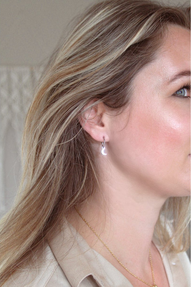 Ohrringe Mond & Mondstein - Silber